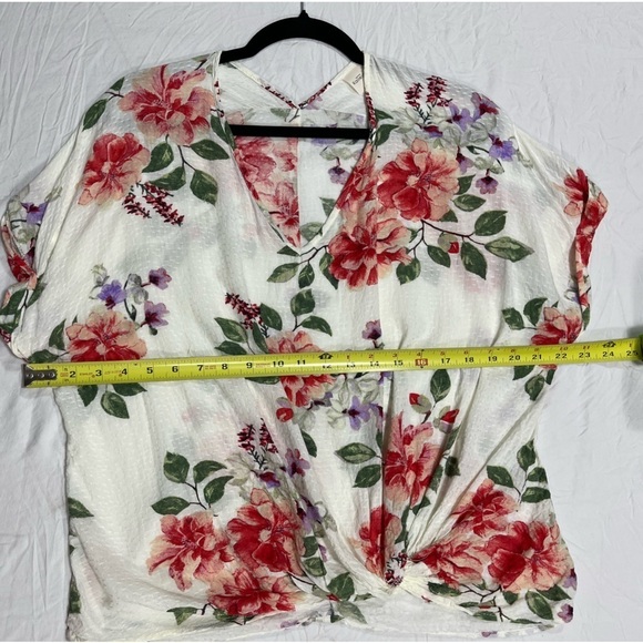 Kaileigh white and floral rossano knot detail blouse women’s size M - Picture 8 of 11